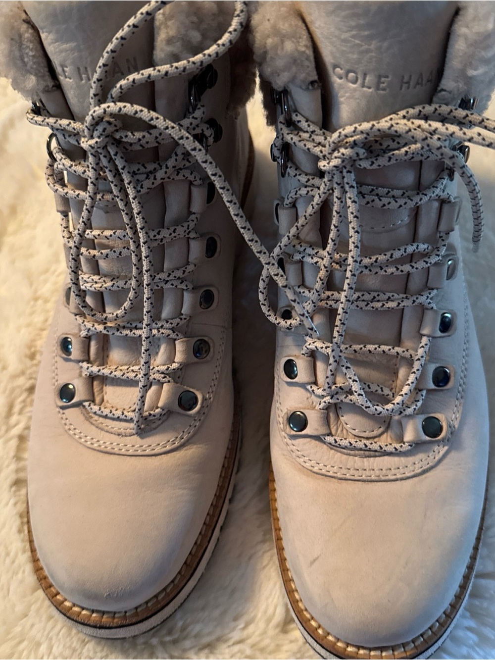 Cole Haan Women's Blush Lace-Up Shearling Hiker Boots